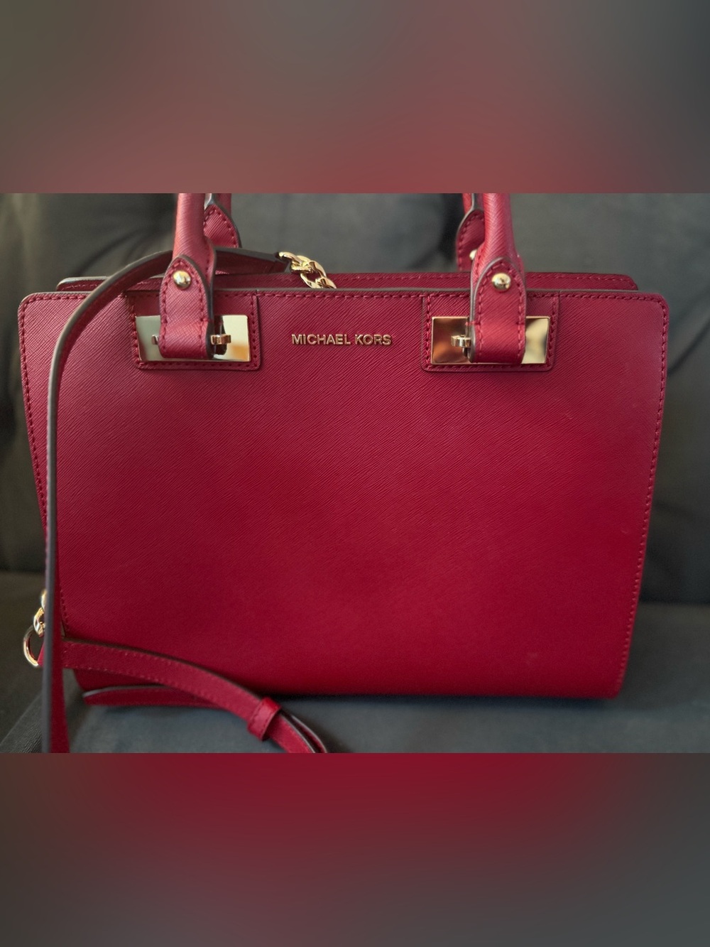 Michael Kors Women's Red Saffiano Leather Satchel